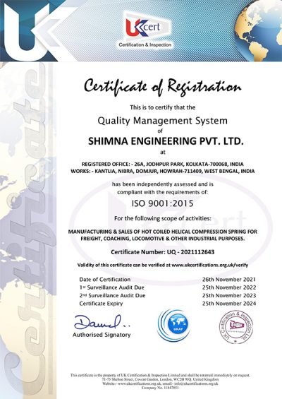 ISO Certificate of Shimna Engineering